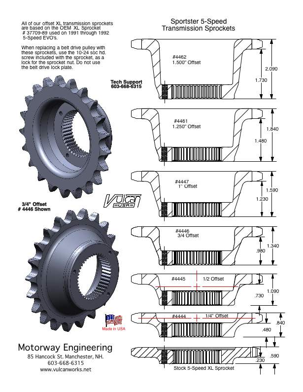 Offset Transmission Sprockets , Sportster, 21 Tooth Transmission